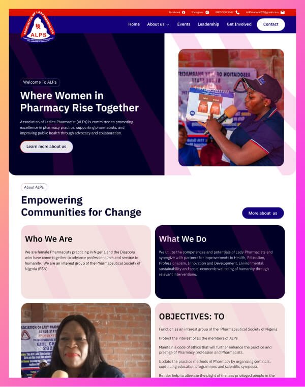 ALPs website design by Noble Deshines